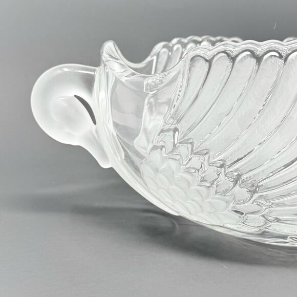 Vintage Mikasa Frosted Swan Crystal Handled Bowl Centerpiece 13.5" Glass Decor - Picture 6 of 9